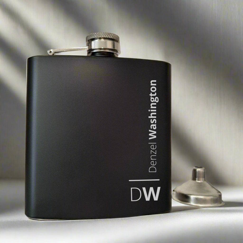 Personalised Black Hip Flask With Any Name & Initials