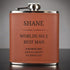 Personalised Brown Leather Hip Flask - Custom Name & Message - 2 Styles