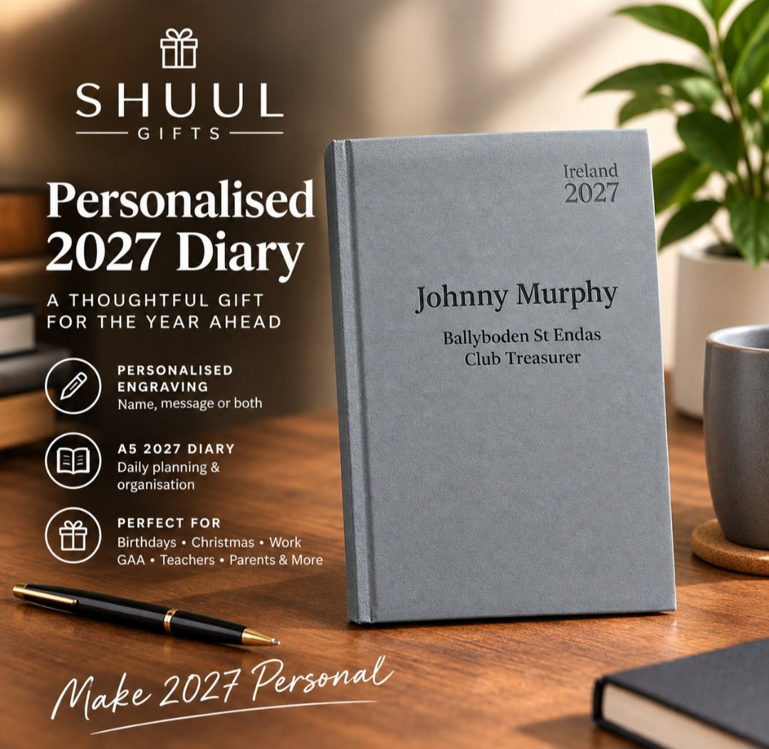 Personalised Diary 2027 Ireland - A5 Deluxe Vivella Soft Feel Cover