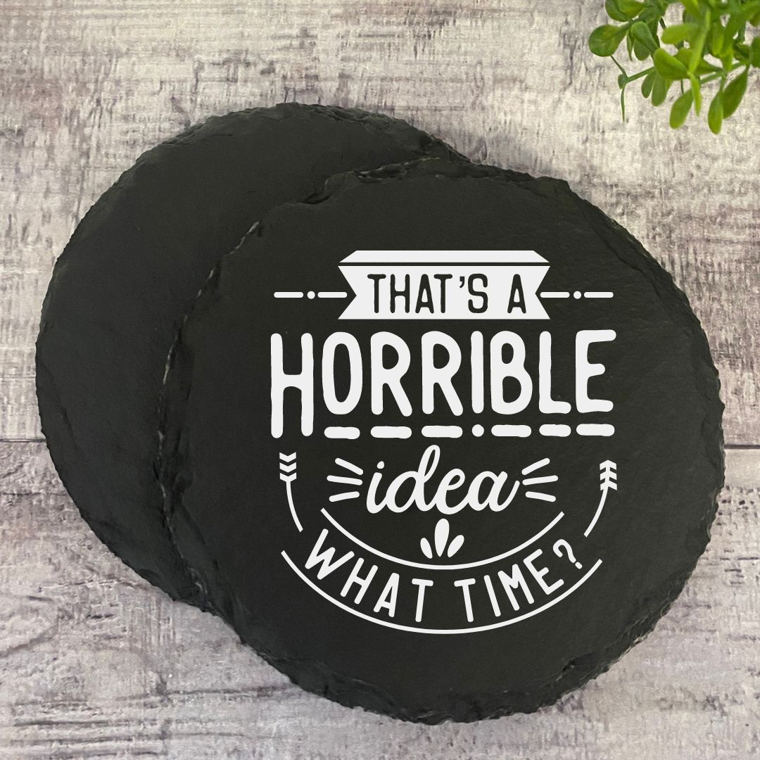 Engraved Round Coasters Gift Set - Choose A Saying