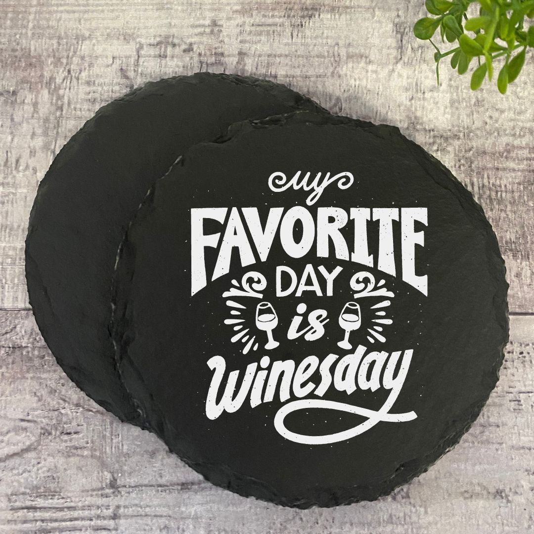 Engraved Round Coasters Gift Set - Choose A Saying