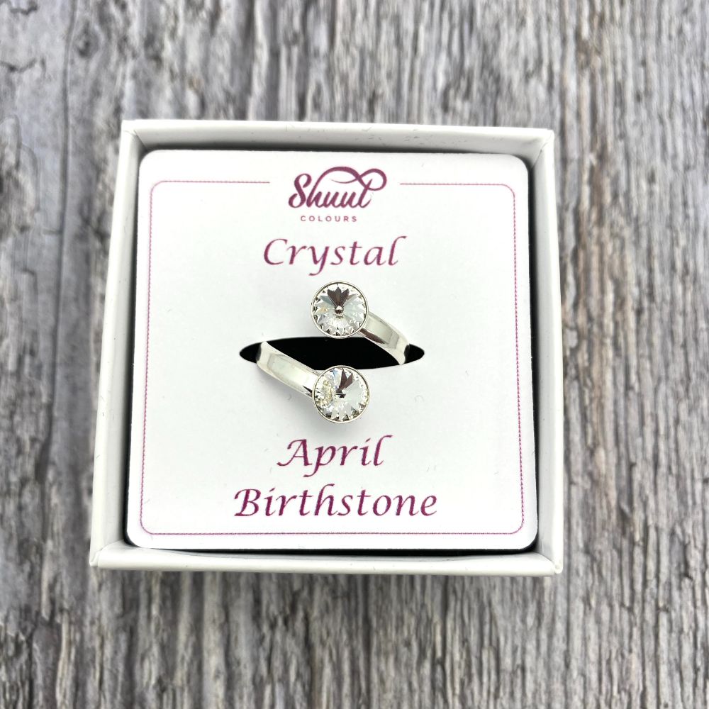 Sterling Silver Birthstone Rings - Adjustable Size - All Months Available