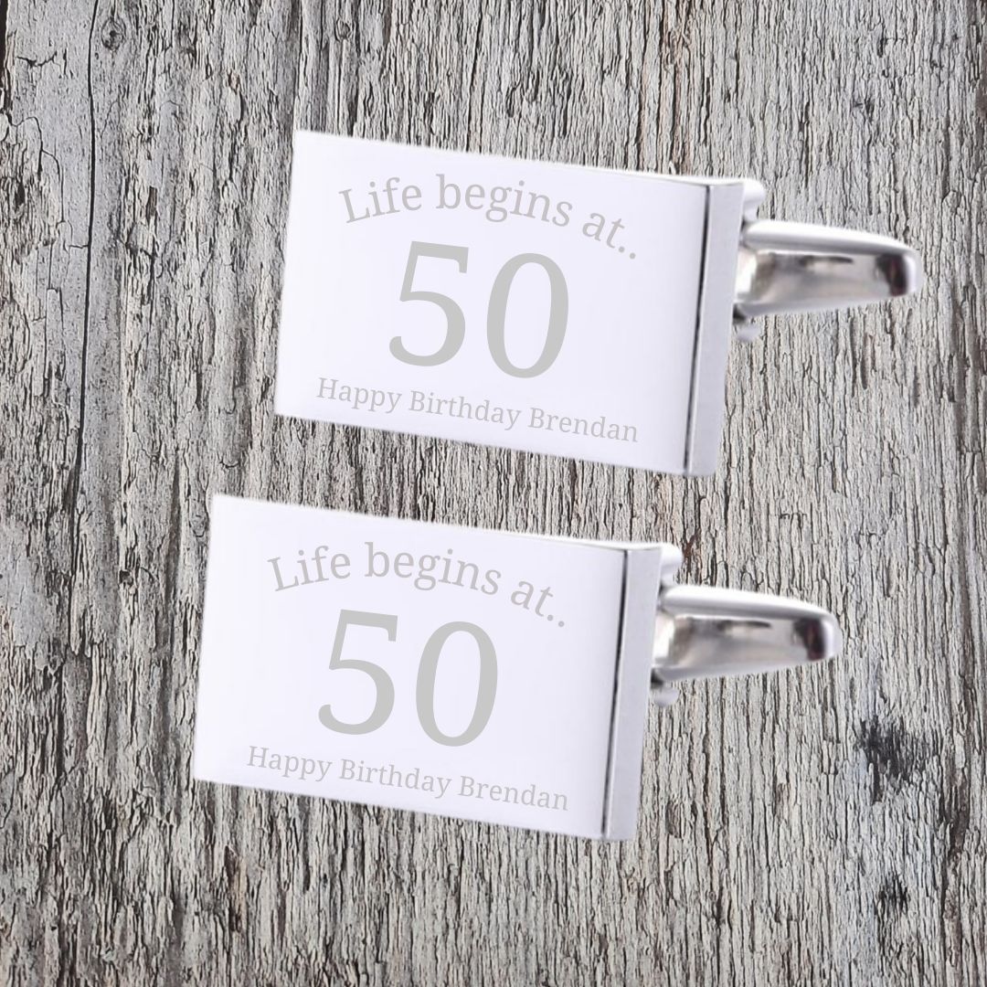 Personalised Birthday Cufflinks - Any Age and Message