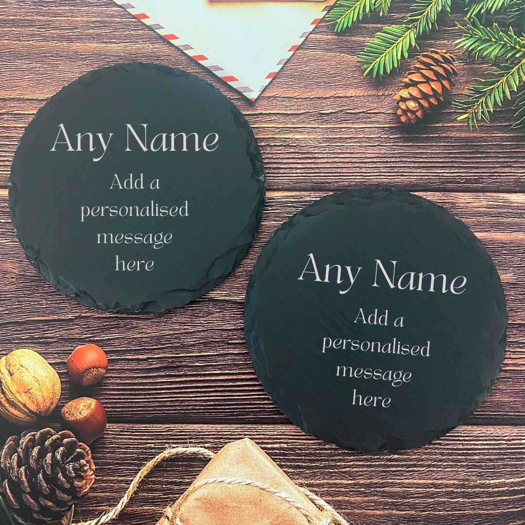 Personalised Slate Coasters With Any Name & Any Message
