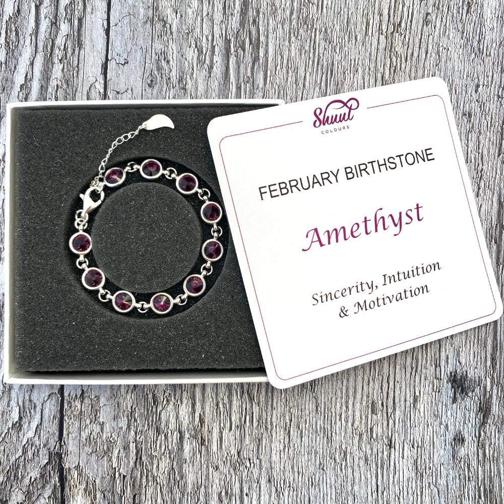 February Birthstone Bracelet With Crystals