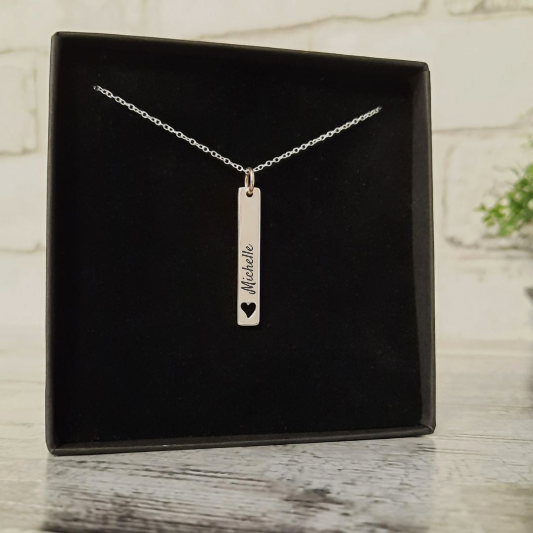 Flat Necklace Bar With Name, Date or Text - 925 Sterling Silver