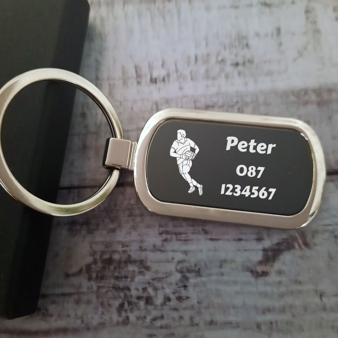 Personalised Gaelic Football Keyring With Name & Text