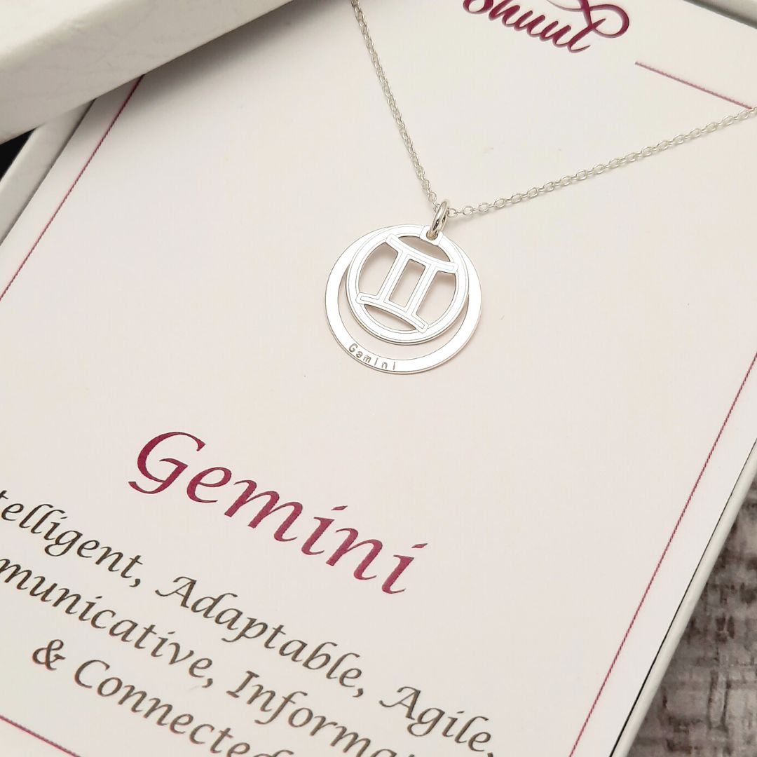 Gemini Star Sign Necklace Pendant - Zodiac Jewellery