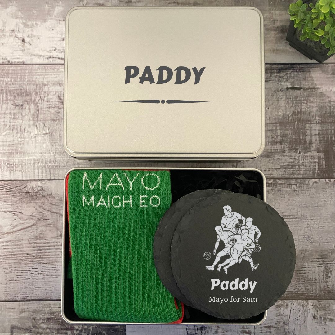 Mayo Football or Hurling Gift Set - Engraved Tin Box