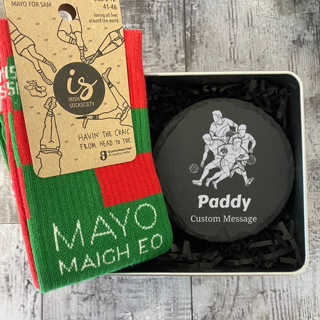 Mayo Football or Hurling Gift Set - Engraved Tin Box