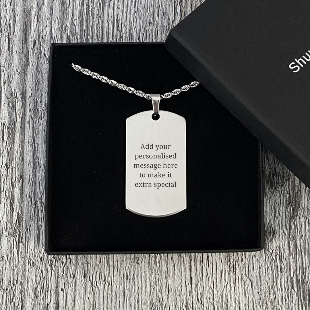Personalised Men's Dog Tag With Message