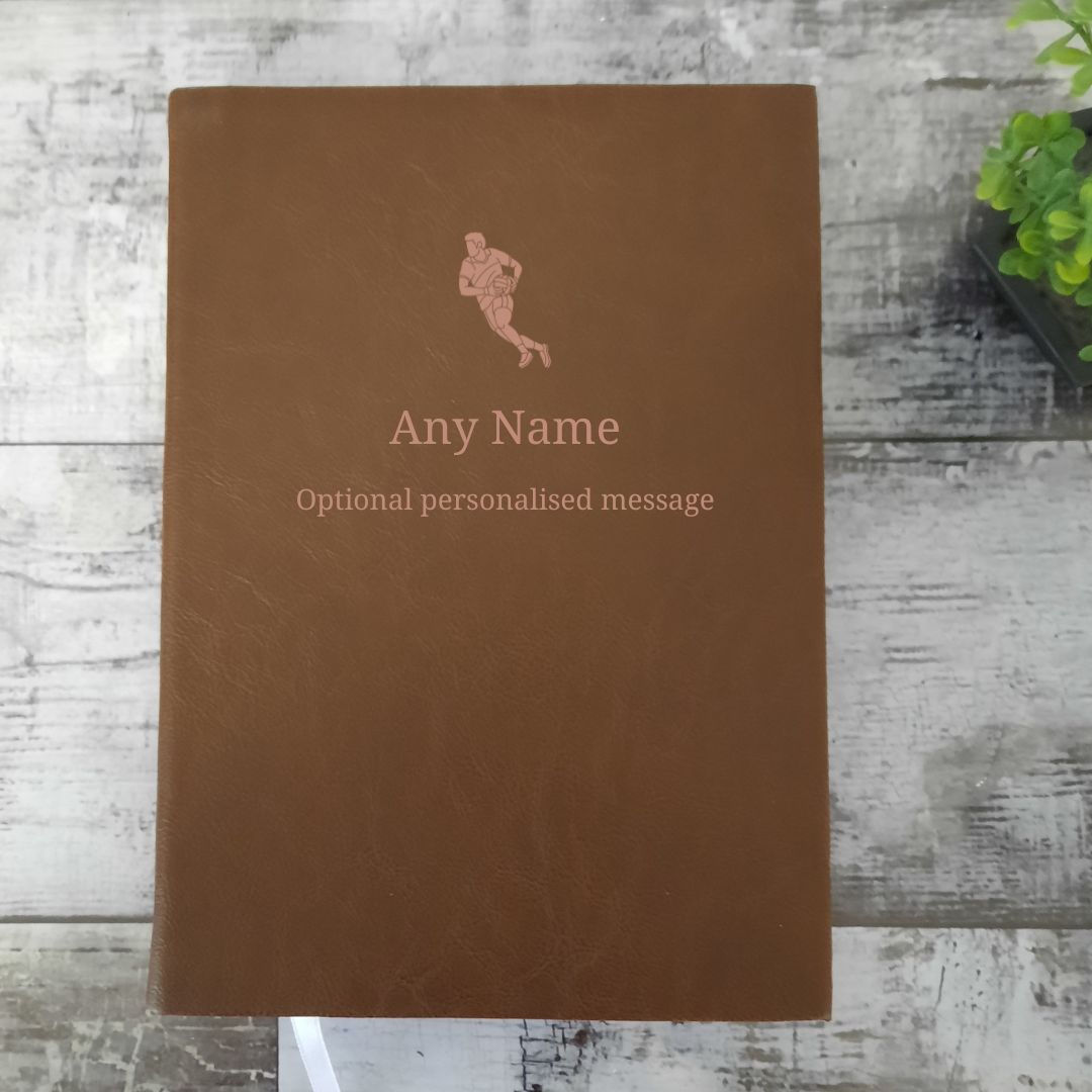 Personalised Leather Notebook Gaelic Football Gift - Custom Name & Message
