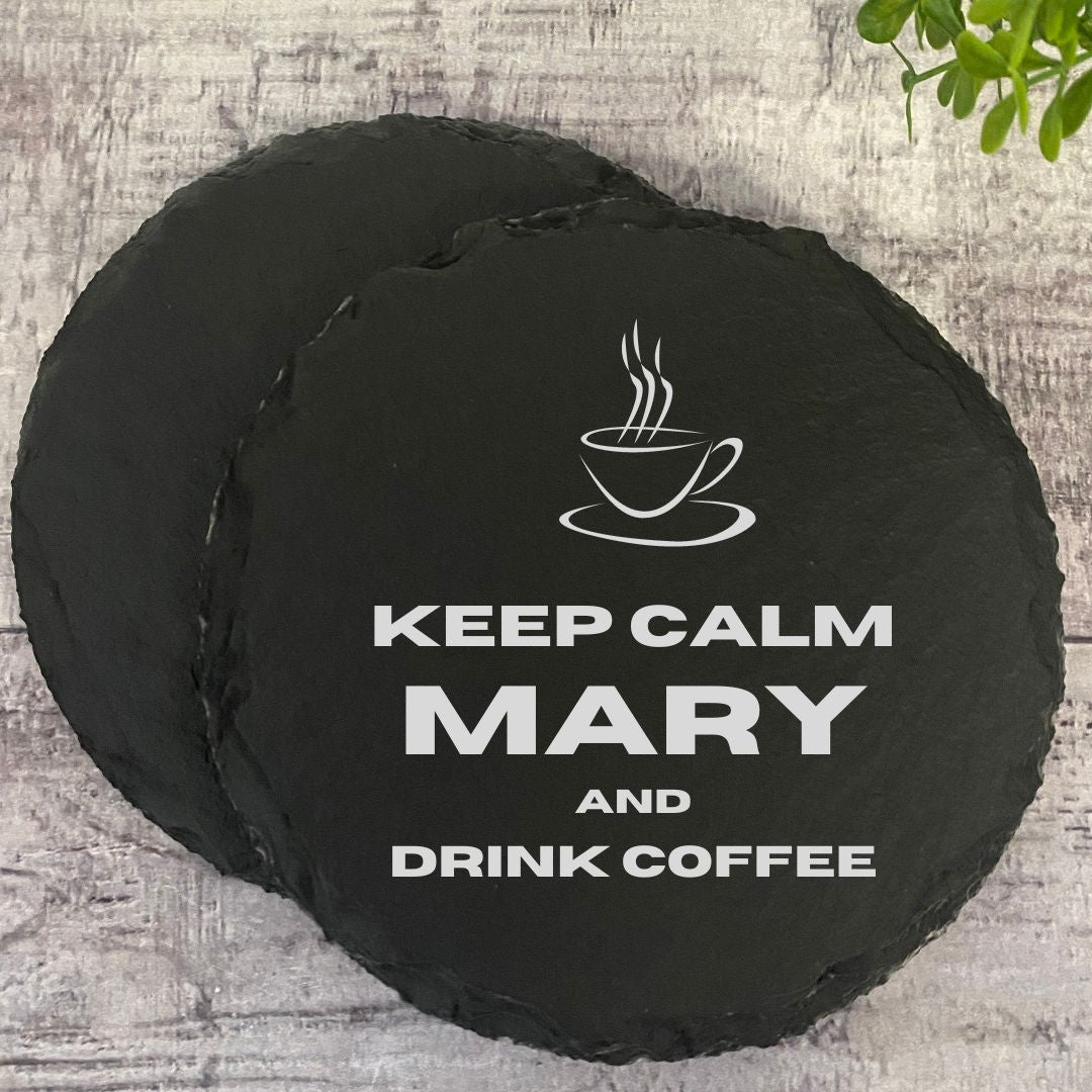 Coffee Lover Personalised Slate Coasters - Round or Square Options