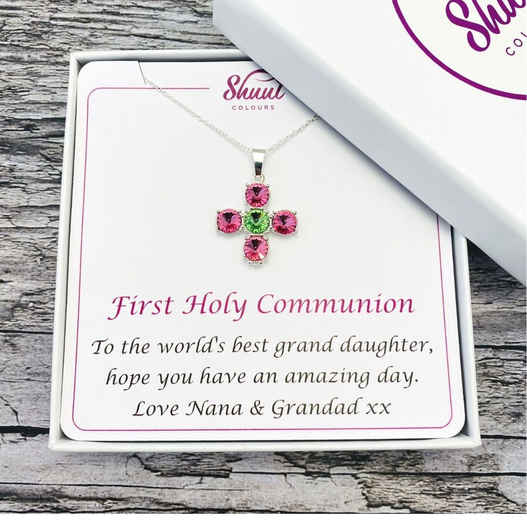 Communion Cross Necklace - Select Your Own Colours & Add A Message