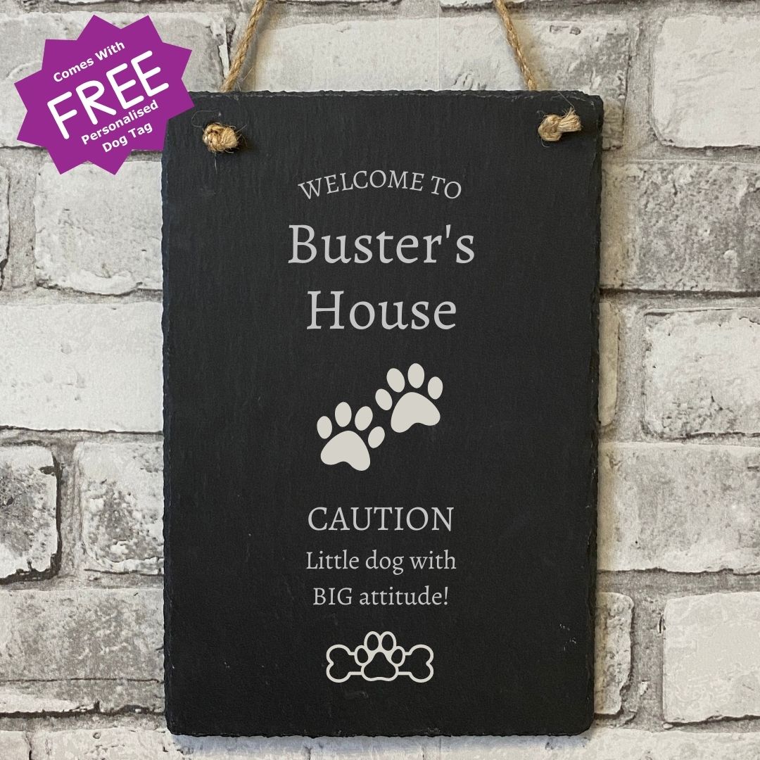 Personalised Hanging Sign Gift For A Dog Lover With FREE Dog Tag