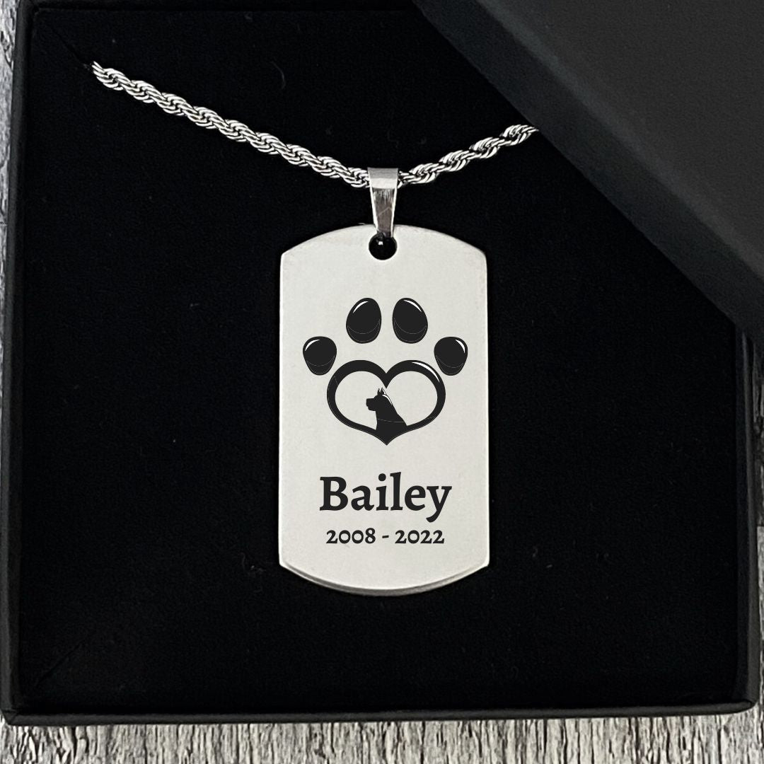 Dog Memorial Men's Dog Tag Necklace - 2 Styles Available