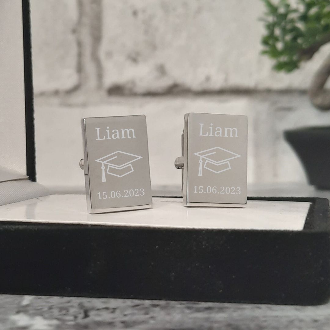 Graduation Cufflinks Personalised With Name & Date