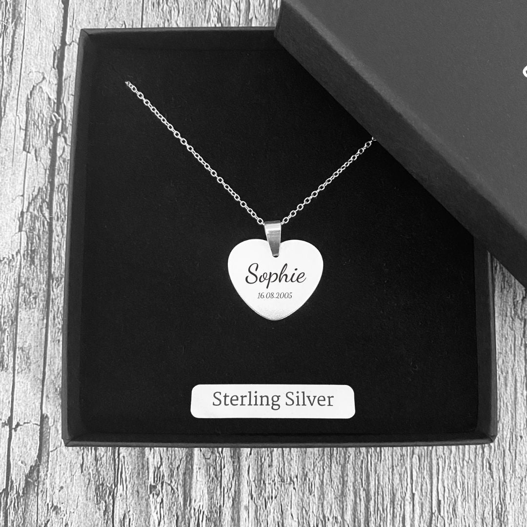 Personalised Sterling Silver Heart Pendant