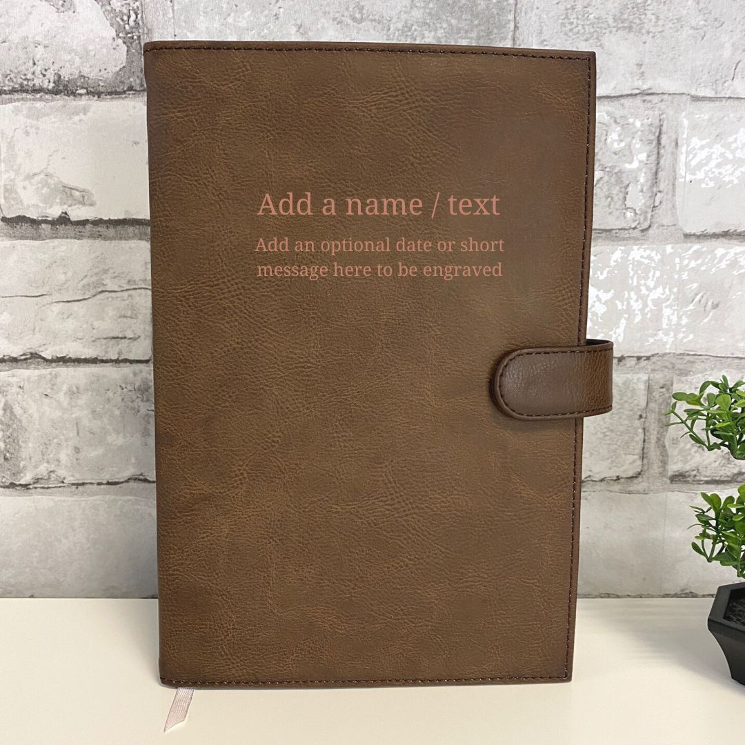 Personalised Leather Notebook & Cover Gift Set - Custom Text