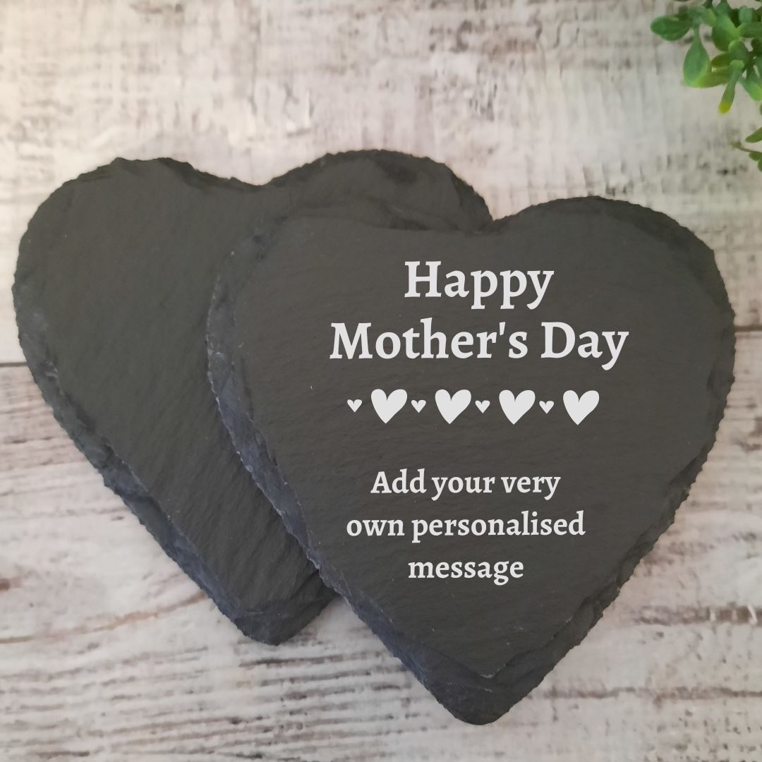 Personalised Mother's Day Heart Coaster Gift Set