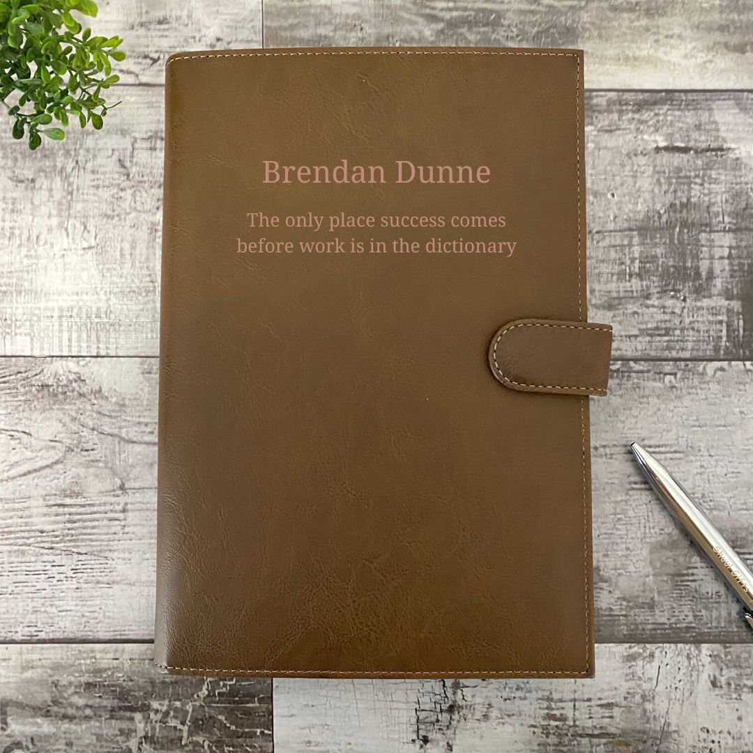 Personalised A5 Leather Cover for a Notebook or Diary