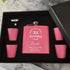 Personalised Pink Birthday Hip Flask Gift Set - Any Age, Name & Message