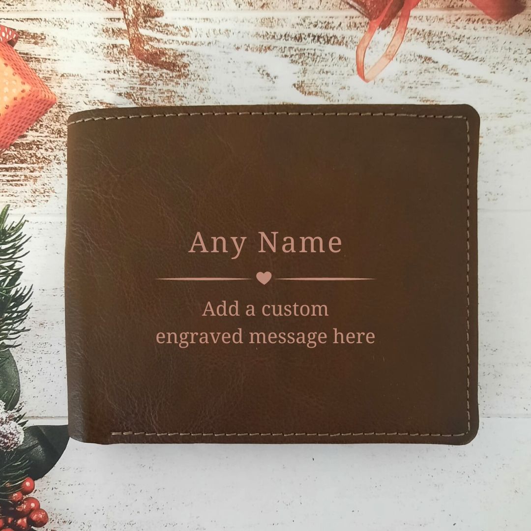 Personalised RFID Leather Wallet With Name & Message