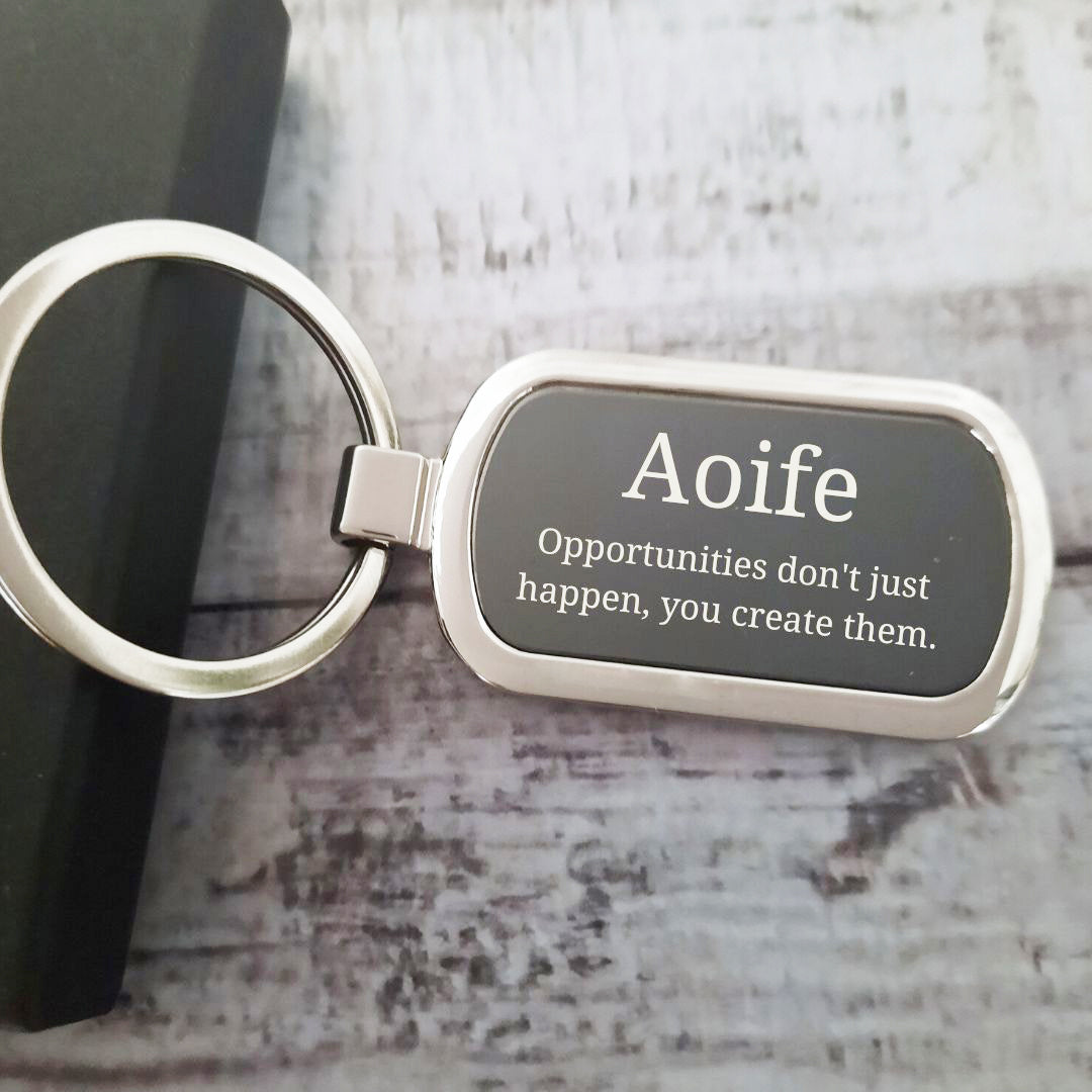 Personalised Rectangle Keyring With Any Name & Text