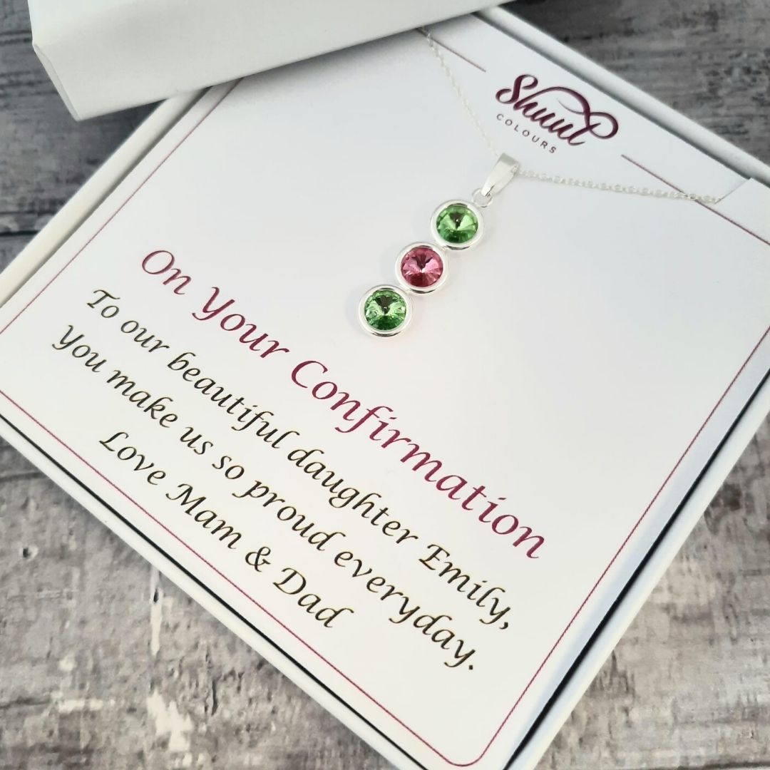 Personalised Confirmation Necklace - Select Crystal Colours & Add A Message