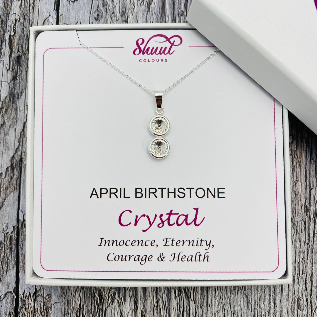 April Birthstone Pendant Necklace with Swarovski Crystals