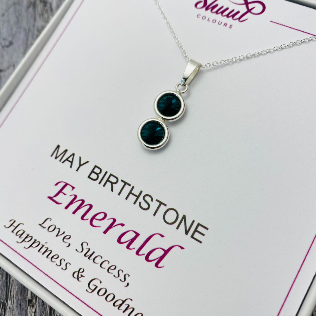 May Birthstone Necklace With Shimmering Crystals From Swarovski