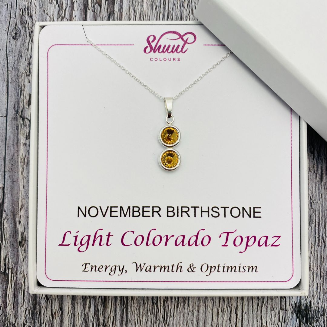 November Birthstone Necklace Pendant - Light Colorado Topaz