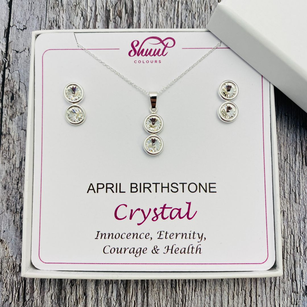 April Birthstone Necklace & Earrings Set