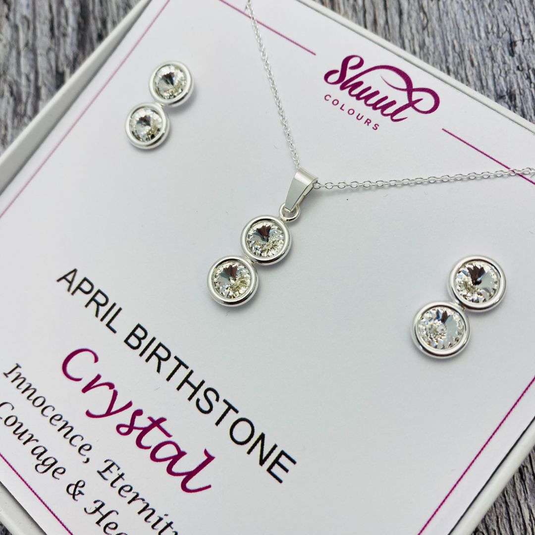 April Birthstone Necklace & Earrings Set