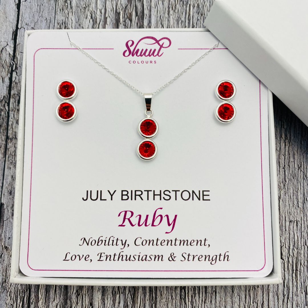 July Birthstone Necklace & Earrings Set