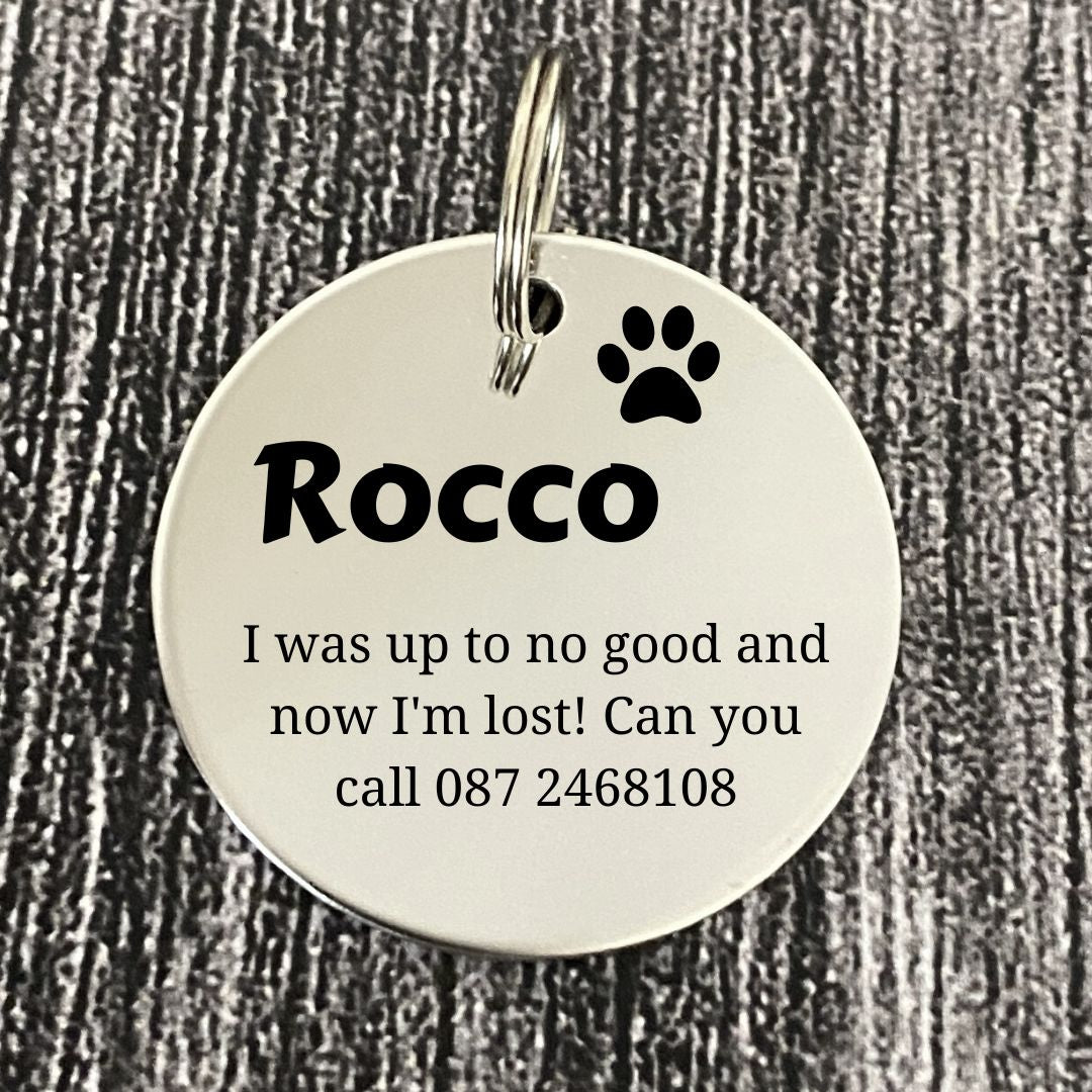 Round Dog Tag Engraved with Name