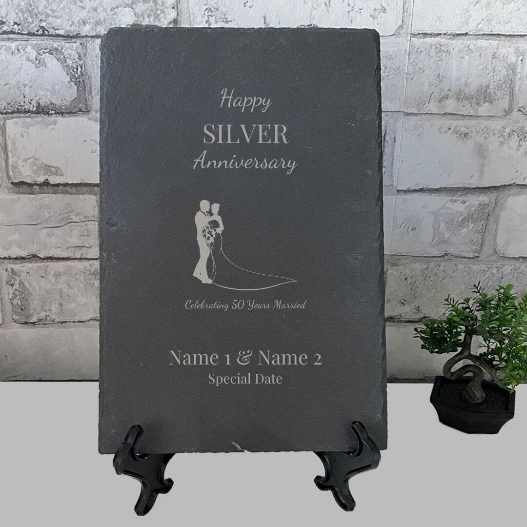 Personalised Anniversary Slate Signs - All Years - Wall or Free Standing Version