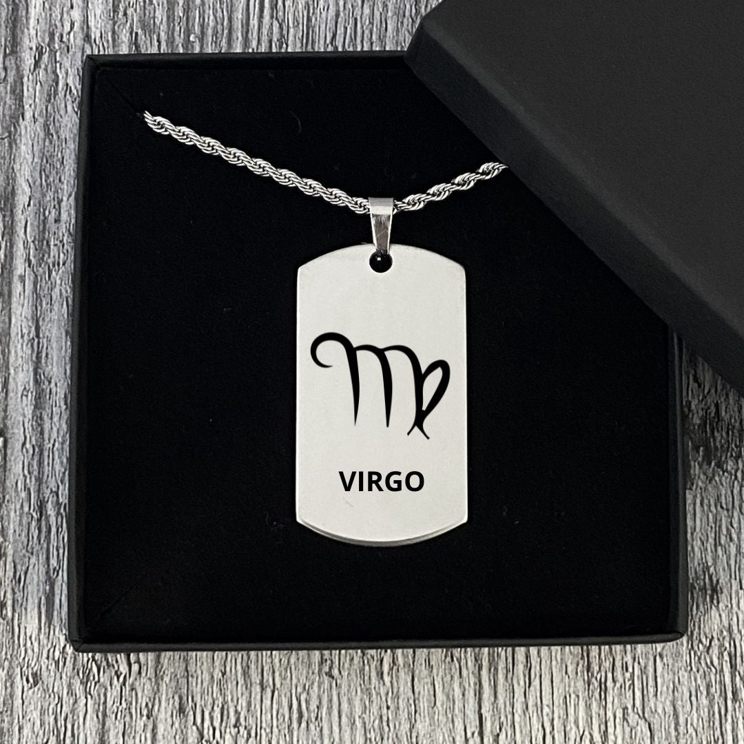 Star Sign Necklaces - All 12 Available - Men's Zodiac Inspired Dog Tags