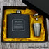 Personalised Hip Flask Set With Yellow Satin Lined Box