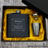 Personalised Hip Flask Set With Yellow Satin Lined Box