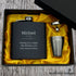 Personalised Hip Flask Set With Yellow Satin Lined Box