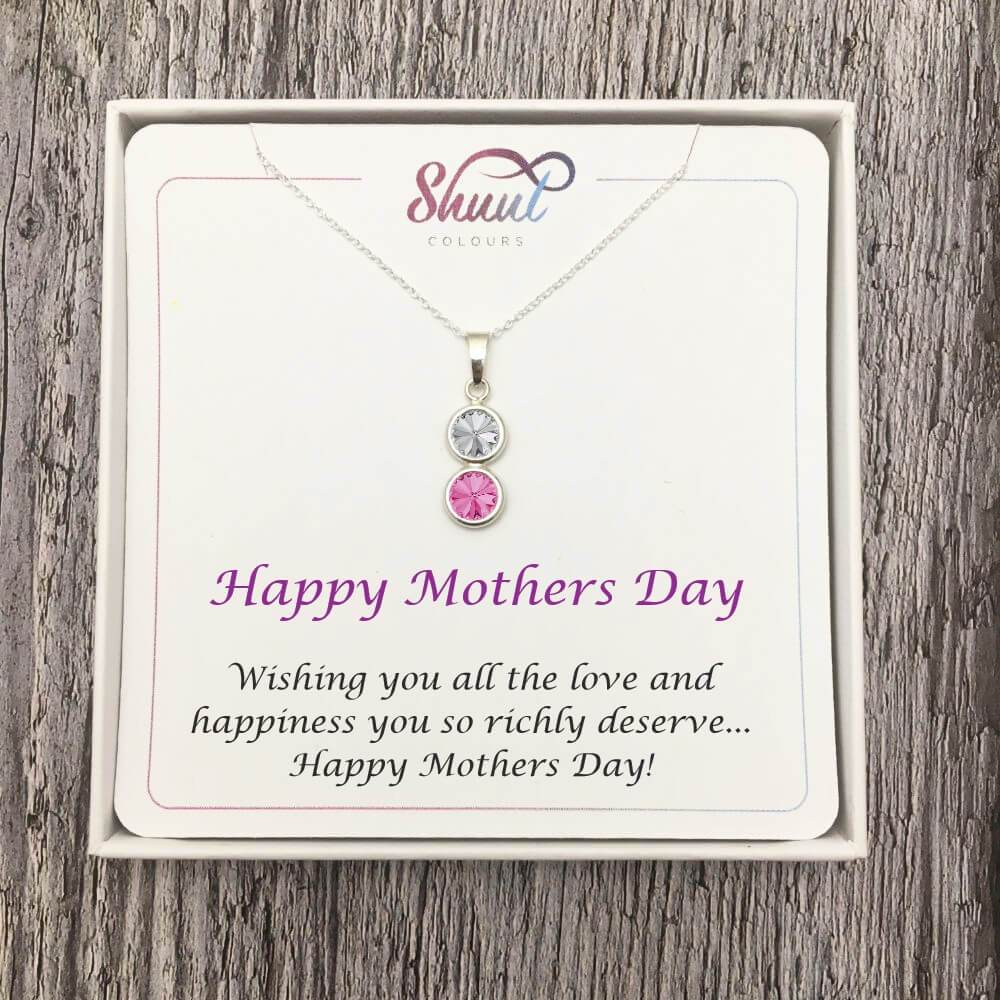 Personalised 2 Drop Pendant Necklace - Mothers Day Gift Idea For Mum
